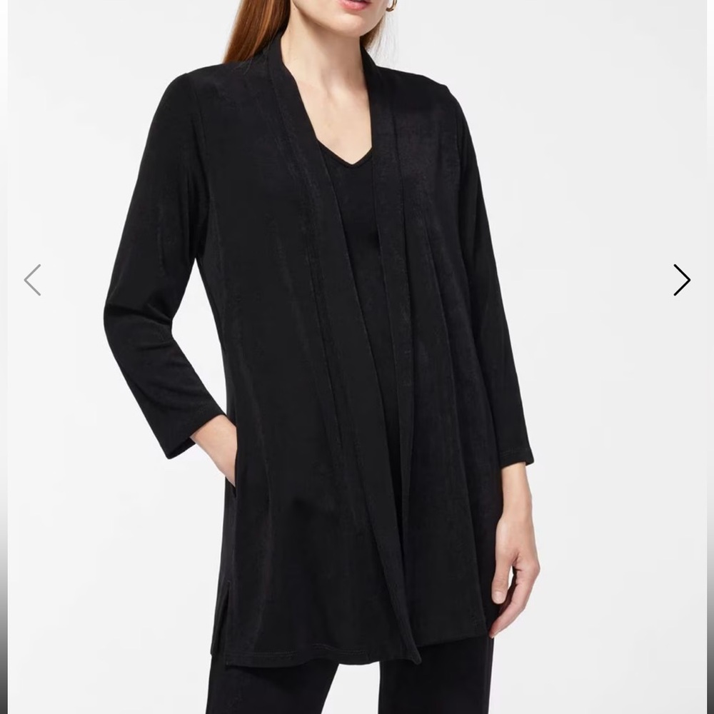 Chicos Womens Travelers Classic Long Knit Jacket Chicos Size 4